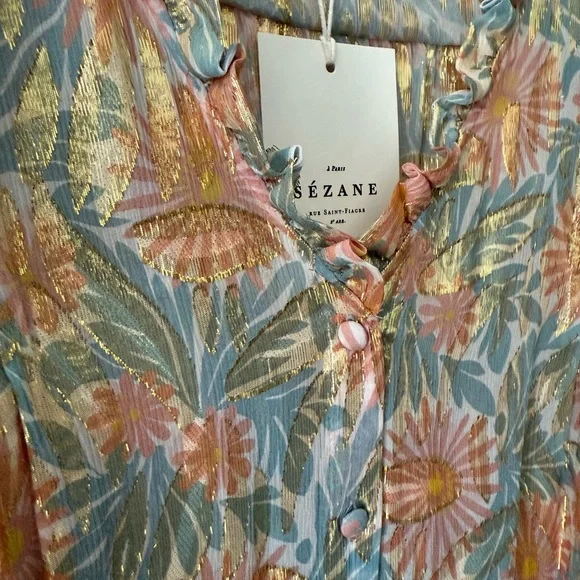 Sezane NWT Malvina Blouse 72% Silk | Size 36 (US 4) - Picture 8 of 9